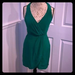 Silky material green dress